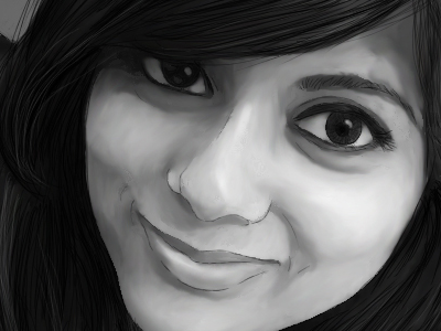 Taz - Painting black grey portrait wacom white