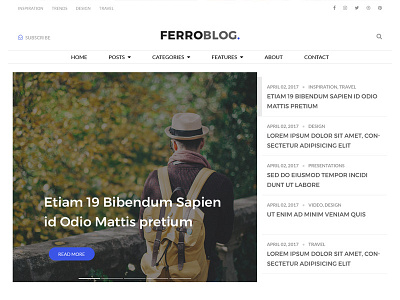 Ferro Variant blog clean minimal news web template wordpress