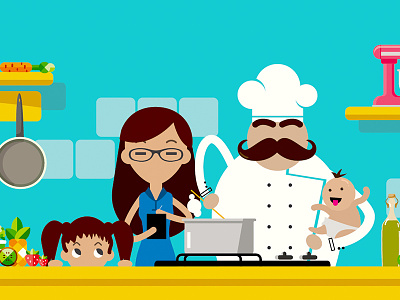 [WIP] TKB's Kitchen - Illustration chef clean cooking illustration illustrator kitchen minimal promo