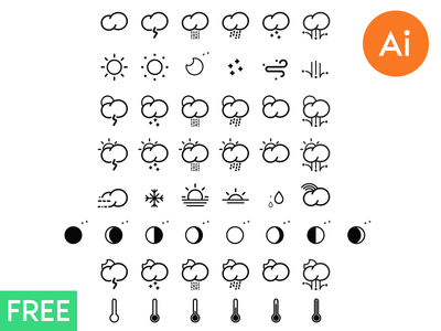 [Freebie] Grey Icons Vol 1 freebie glyphs hand drawn icons illustrator vector weather