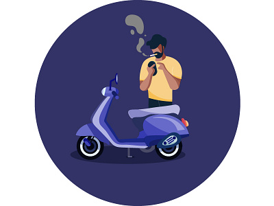 Smoke & Bike !!! cartoon character illustration scooter smoking