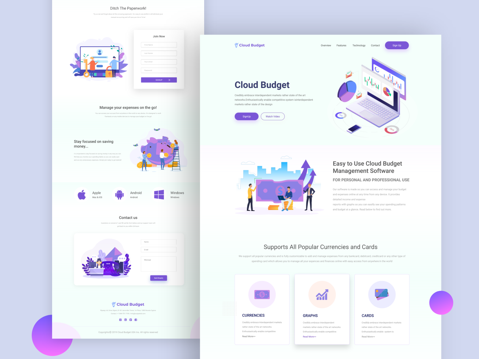 Cloud Budget Landing Page by Sabbiruiux for Interfacly on Dribbble