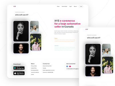 XYZ e-commerce website targeted audience page