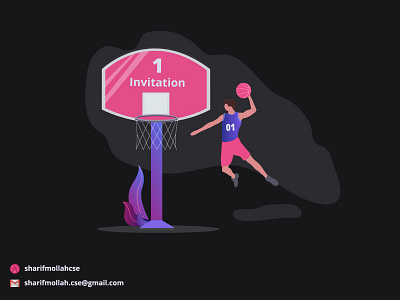 1 Invitation giveaway 1 invitaton basketball player color creative dribbble invitation dribbble invite graphic design illustration invitation card invitation design invitations typography ui ux uxui vector