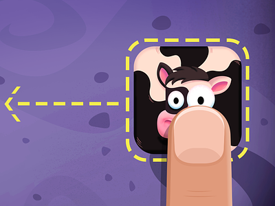 Tutorial Screen cow finger game game tutorial icon illustration local multiplayer mobile game tutorial