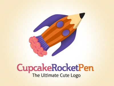 Cupcake Rocket Pen cupcake cute fun logo orange pen pink play purple rocket trendy