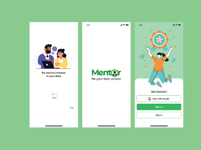 Mentor Application screens branding illustration ui ux