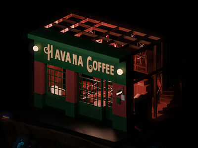 isometric 3D - Havana Coffee 3d animation app branding design graphic design icon ill illustration interior isometric logo motion graphics typography vector