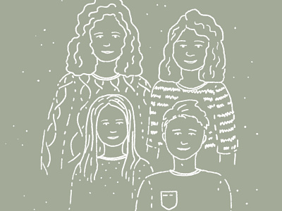 Three Sisters + One Brother family time illustration siblings