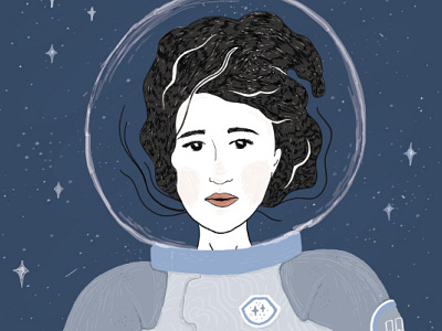 Astronaut Girl astronaut galaxy girl illustration space stars universe