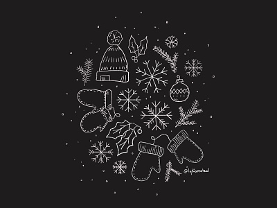 instagram highlight cover • winter christmas cold hat holly illustration instagram mittens snow snowflakes wacom winter