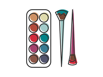 painting supplies colors illustration misregistered paint paintbrush