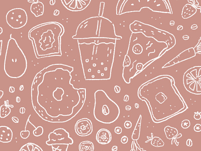 i love food bubble tea digital art food foodie illustration pattern photoshop pizza snacks surface design wacom