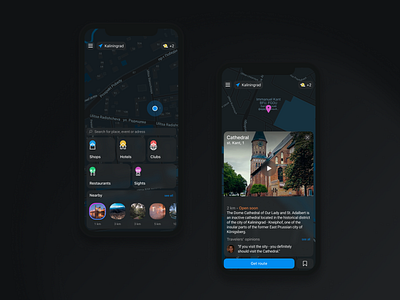 City guide | Free UI app card color design figma ios iphone maps ui