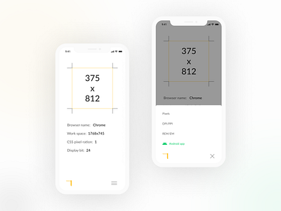 Get size | Mobile app color design get size minimalism mobile screen sizer ui web