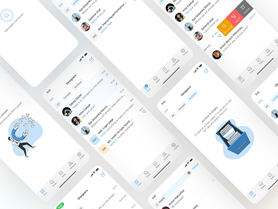 Feed | tada.team (iOS) app chats color design feed illustration ios iphone messengder ui