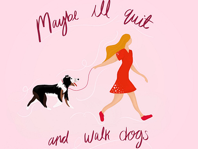 Dog Walker designer dogs illustration ipadpro pinky