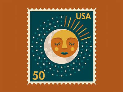 Sun & Moon Postage Stamp