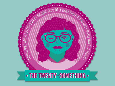 "The Twenty-Something" Drinking profile illustration vector illustration