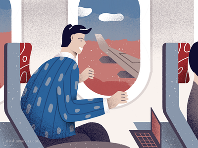 Window airplane cabin flight illustration seat