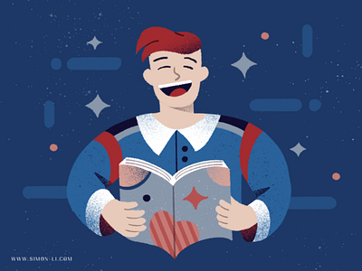 Laughing book illustration man