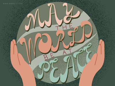 Peace earth globe hands lettering peace prayer