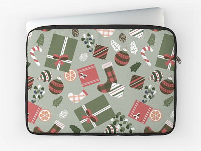 Laptop Sleeve with Christmas Pattern christmas illustration laptop sleeve pattern redbubble