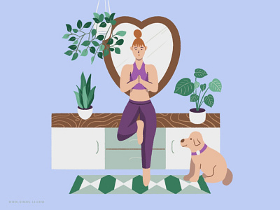 Love, Yoga and Dog dog illustration love self care woman yoga