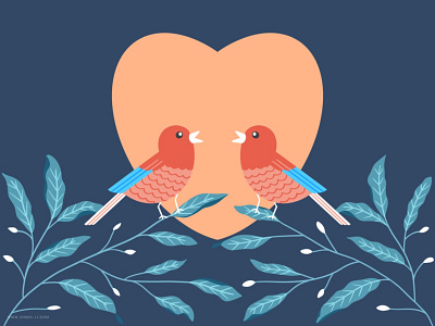 Birds Celebrate Valentine's Day bird illustration love lover nature romance valentine valentines day