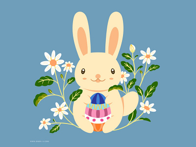 Easter Bunny with Flowers bunny easter egg flower