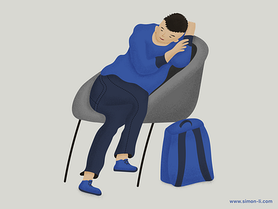 Too Tired bag chair illustration nap person