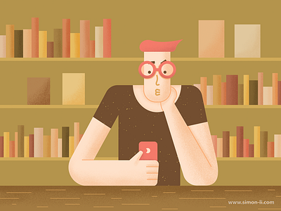 Library illustration library man phone vector