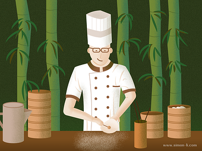 Dim Sum Making bamboo chef chinese dim sum food man vector