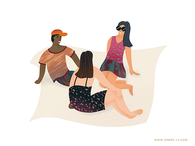 Relax illustration man relax sitting woman