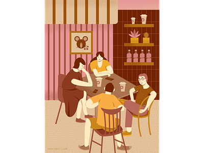 Coffee Shop cafe chat coffee hong kong illustration pret a manger relax