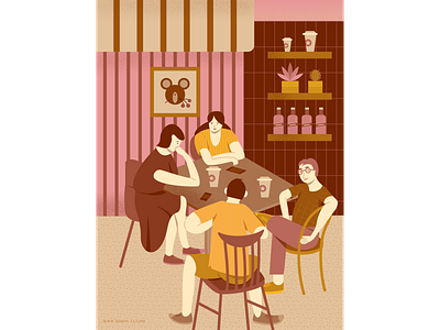 Coffee Shop cafe chat coffee hong kong illustration pret a manger relax