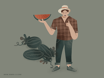 Watermelons fruit illustration man nature watermelon