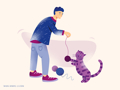 Kitten ball cat illustration kitten man pet vector yarn