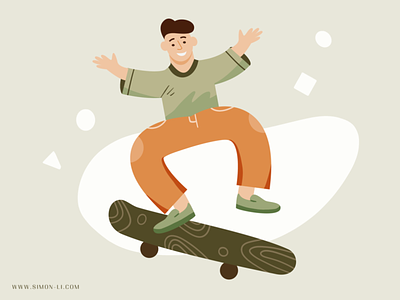 Skateboarding fun happy illustration man skateboard vector