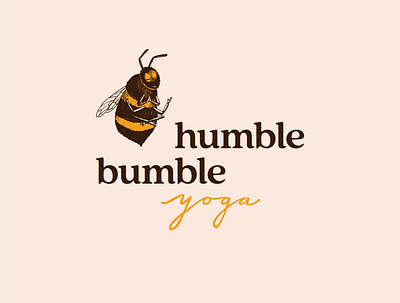 Humble Bumble Yoga bees brand design handlettering illustration logo typogaphy yoga