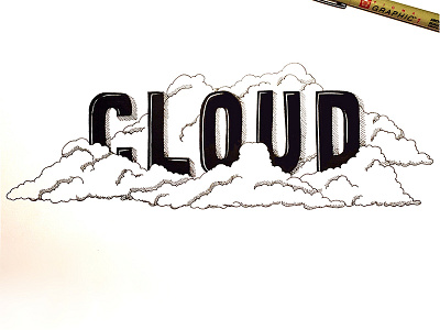 Cloud black ink cloud hand drawn handlettering microns