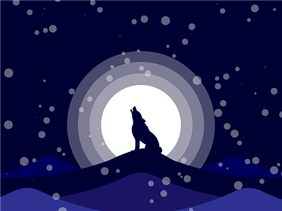 Wolf in the snow flat design illustration snow