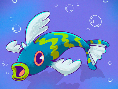 One hour-ish Fish cartoon draw fish illustration photoshop
