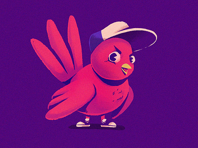 Red Birb animal bird cap cartoon illustration photoshop texture