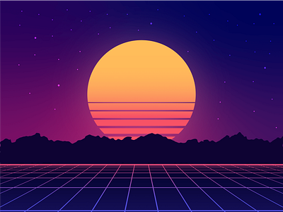 80s Sunrise 80s gradients grid illustration illustrator neon sun sunrise