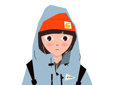 A girl in a coat character design illustration