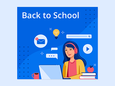 Back to School design flat design illustration school student