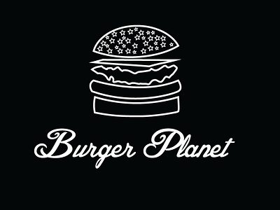 Burger Planet blackandwhite logo logodesign