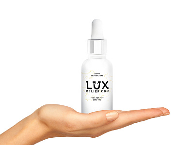 LUX Relief CBD | Label Design | White Version brand cbd oil cbd packaging design icon label design logo design luxury brand minimalist packaging mockup pet friendly tampa