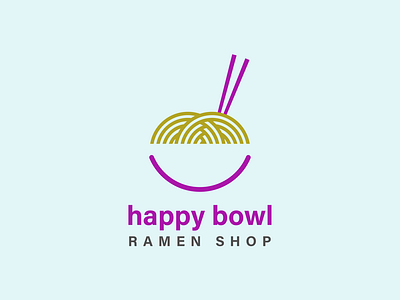 Happy Bowl Ramen Shop logo design flat icon illustration illustrator logo minimal vector